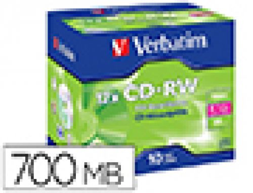 Cd-rw verbatim serl capacidade 700mb velocidade 12x 80 min pack de 10 unidades , VERBATIM , 155621 , 0023942431480